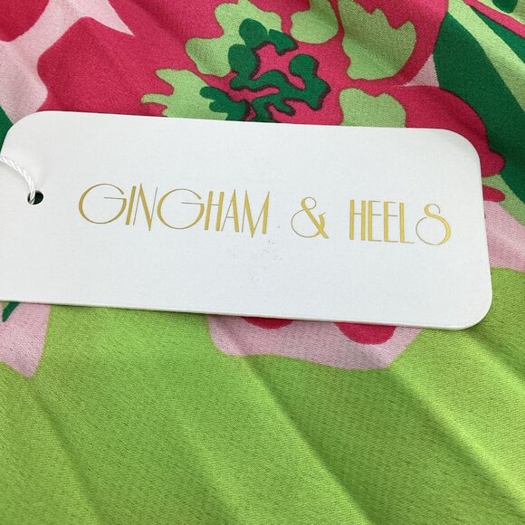 Gingham & Heels Womens One Shoulder Midi Dress Jacquard Romantic Floral Sz 16 - Picture 9 of 16